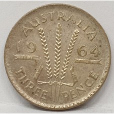 AUSTRALIA 1964 . THREEPENCE . aUNCIRCULATED